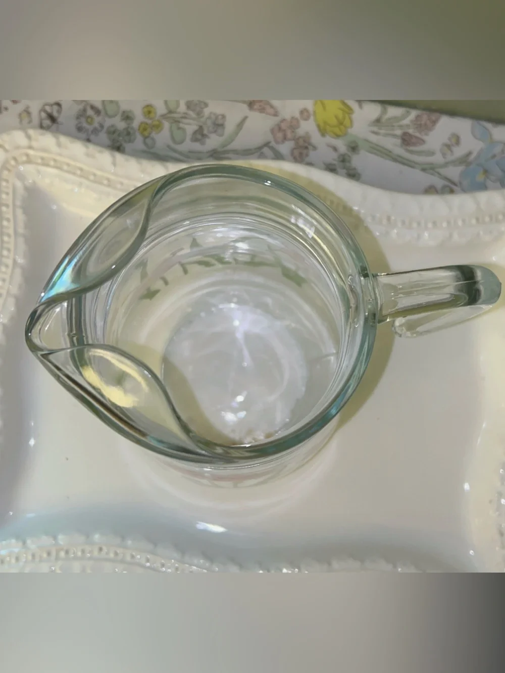 Pasabahce Circleware Poppy Floral glass pitcher-Vintage
